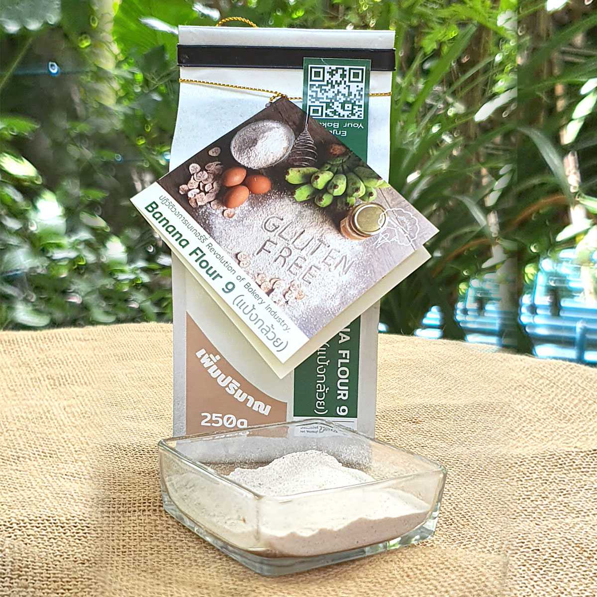 แป้งกล้วย ผงกล้วยดิบ Banana Flour 9 Natural 100% Gluten Free ขนาด 250 กรัม