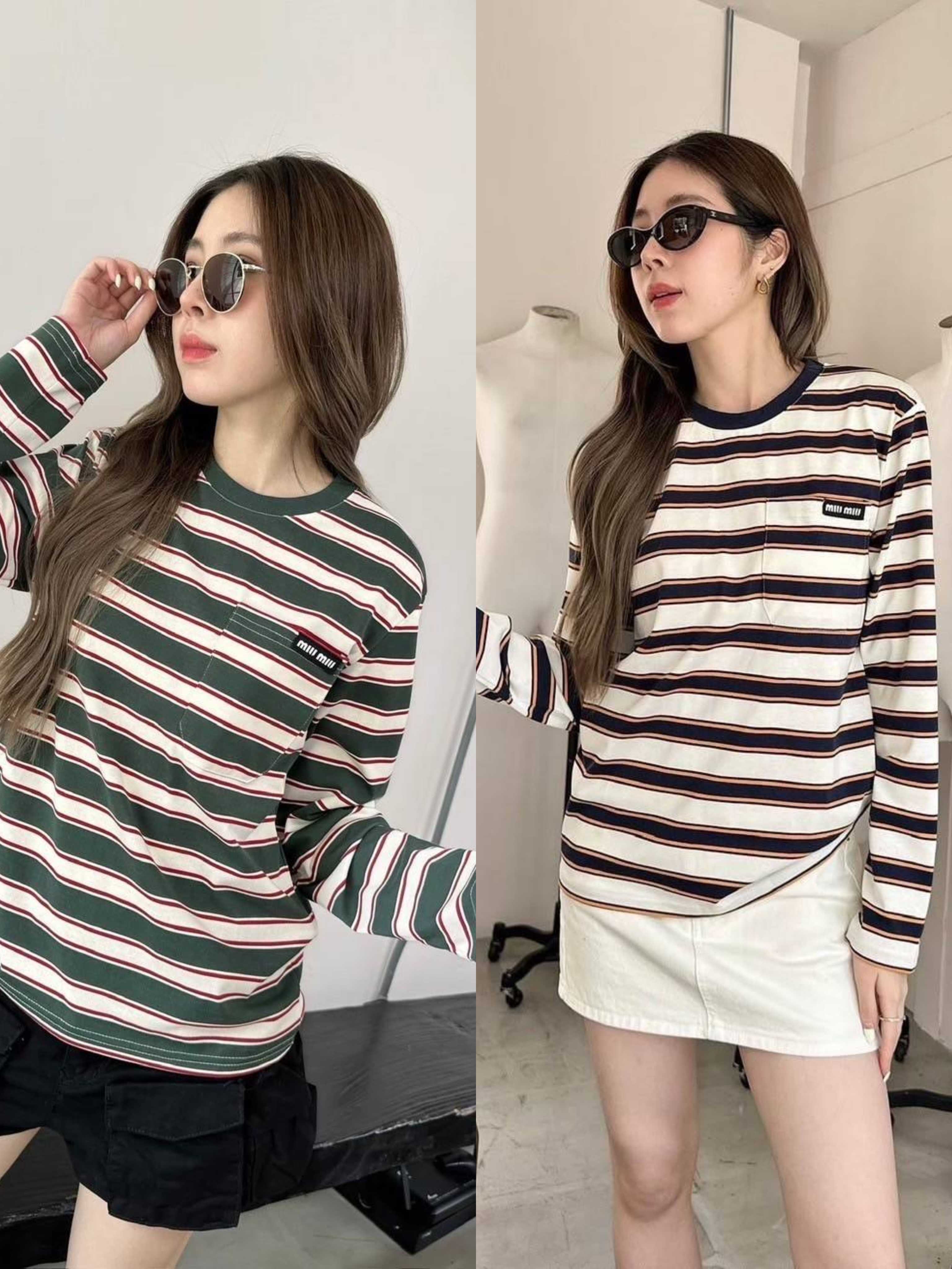 ( SALE ) MIUMIU STRIPE T-SHIRT 