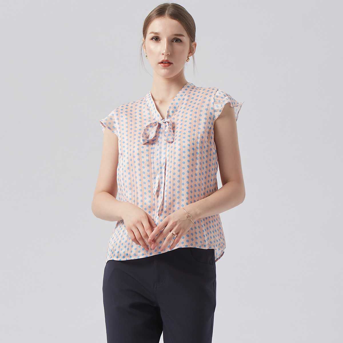 เสื้อเบลาส์แขนกุดลายเลขาคณิต | Geomatric Print Blouse | 01074