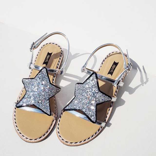 Glittery Star Sandals - Silver