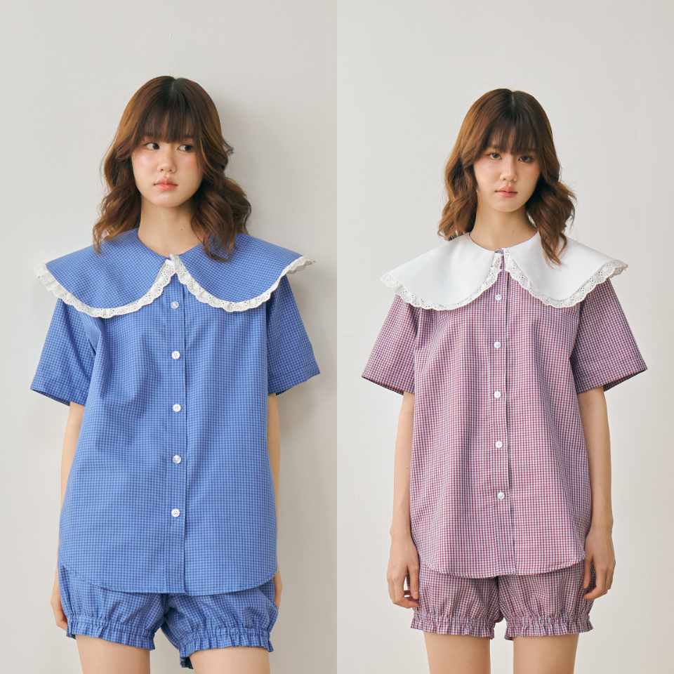 Aunchadabrand - Abbey shirt เสื้อเชิ้ตสก็อตคอบัว