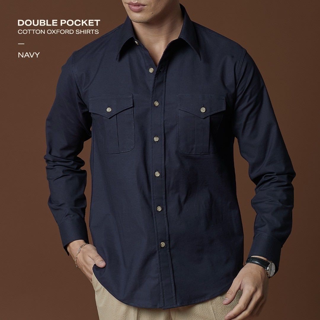 DOUBLE POCKET SHIRT - NAVY 