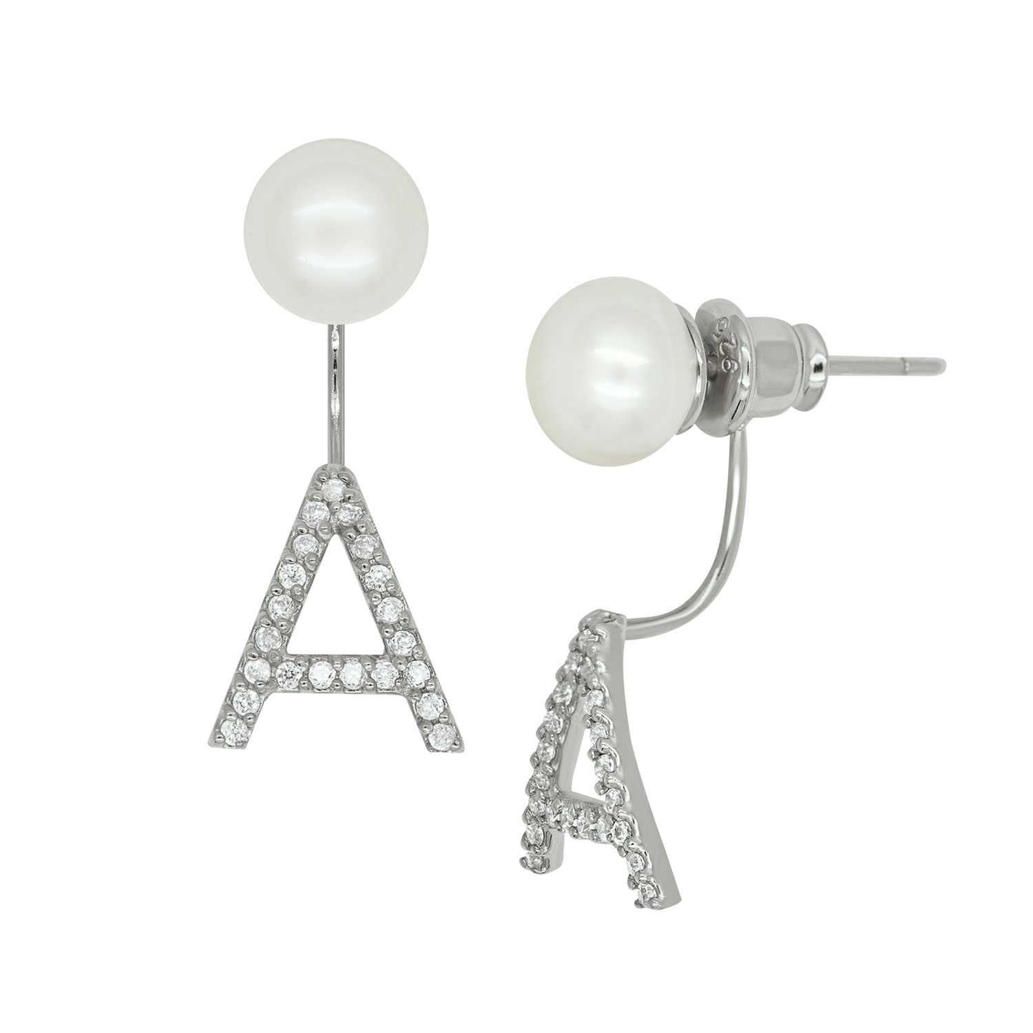 Initial  Pearl  Earring A-S (White Gold)