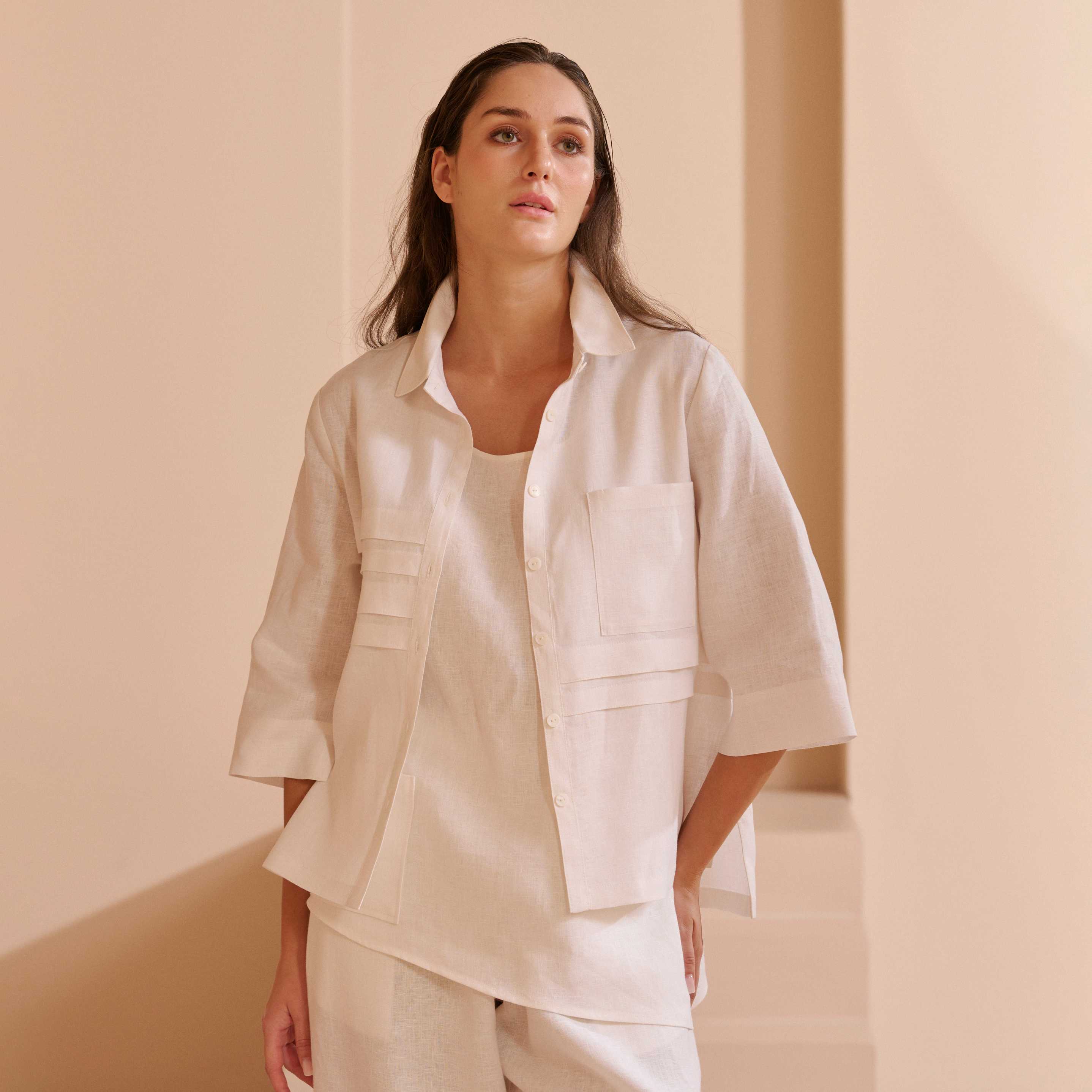 Liya Pintucked Linen Top