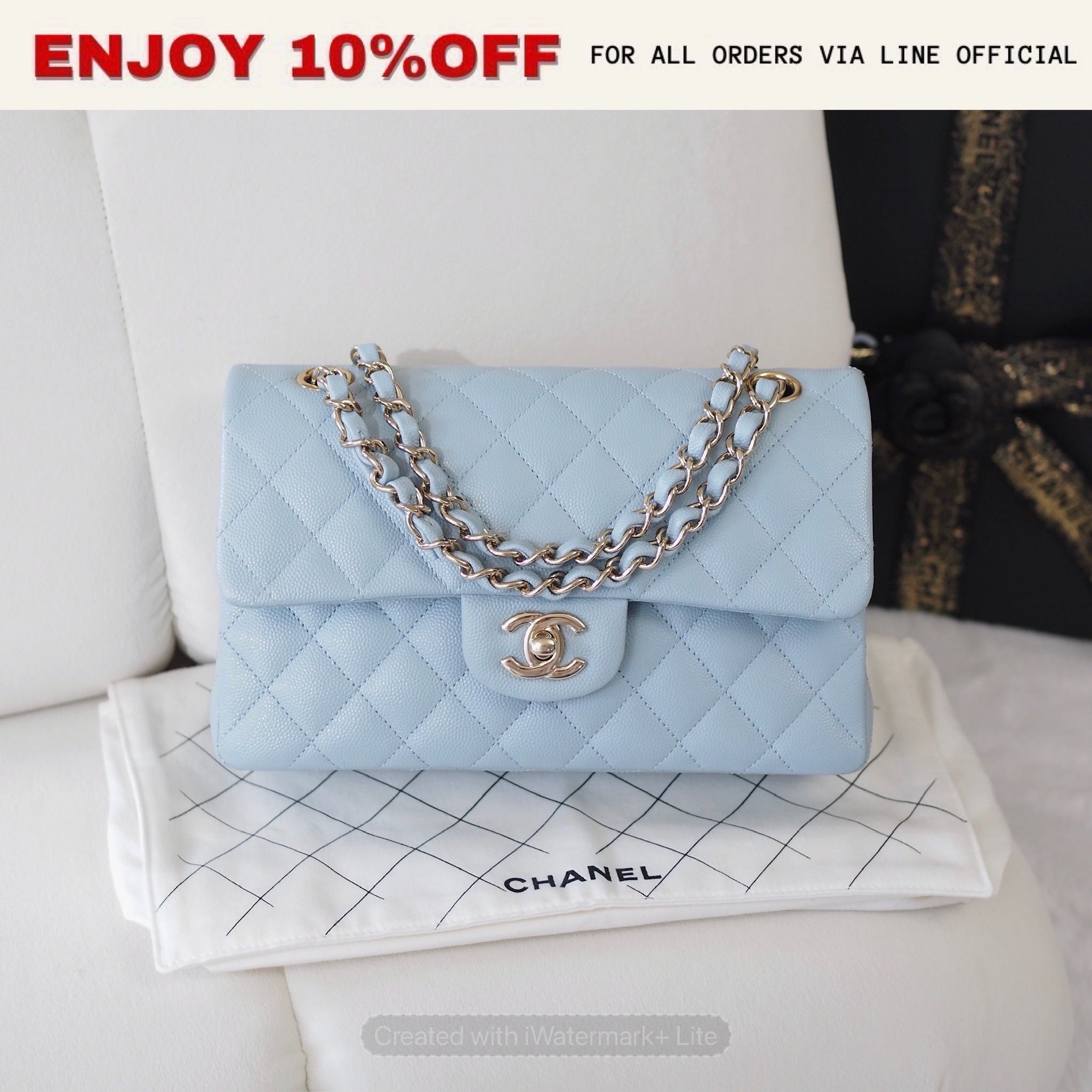 📍LIKE NEW📍CHANEL Classic 9'' สี Light Blue Caviar GHW Microchip | Bag