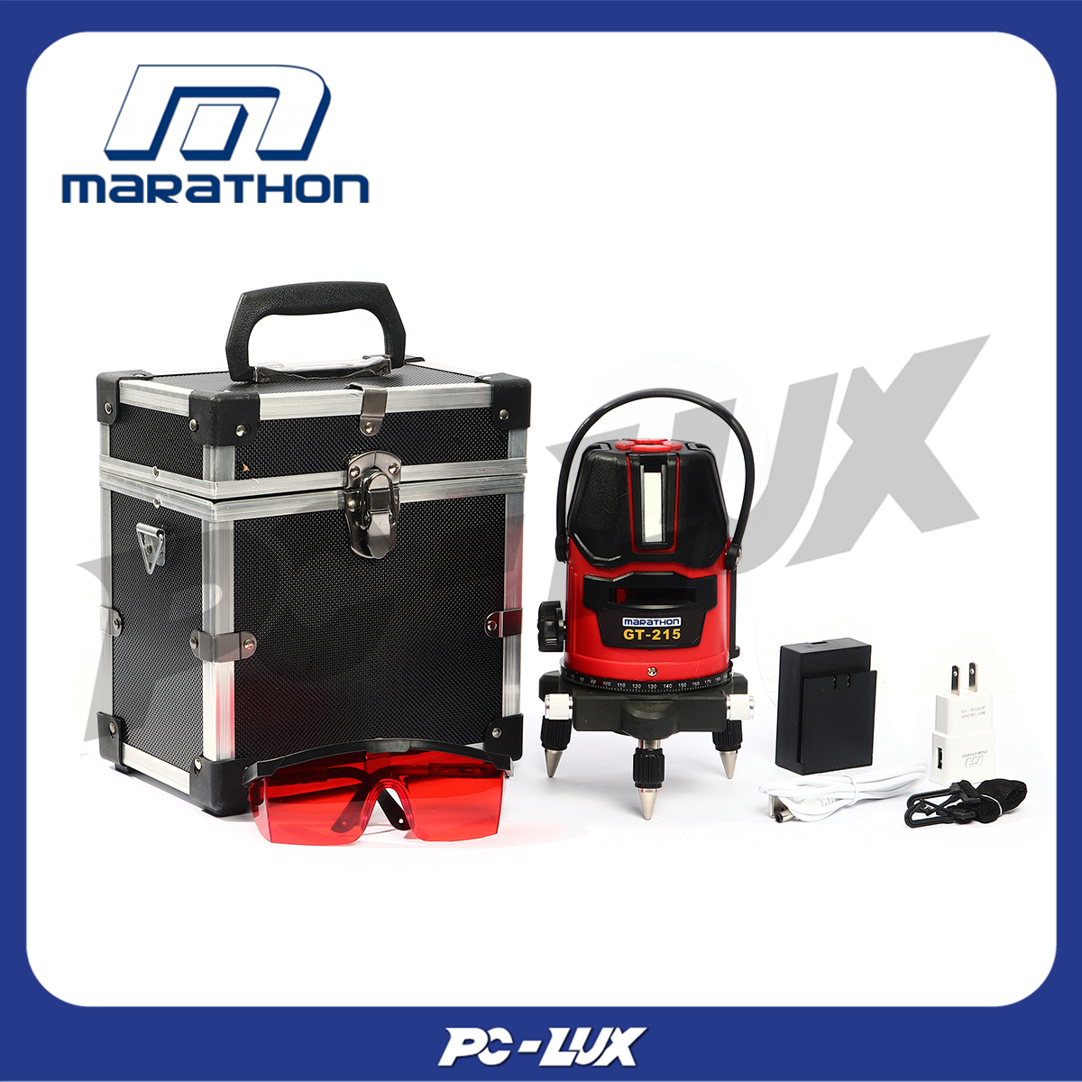MARATHON เครื่องวัดระดับเลเซอร์ 5 เส้น แสงสีแดง รุ่น GT-215 แถม ขาตั้งเหล็ก 1.2 เมตร
