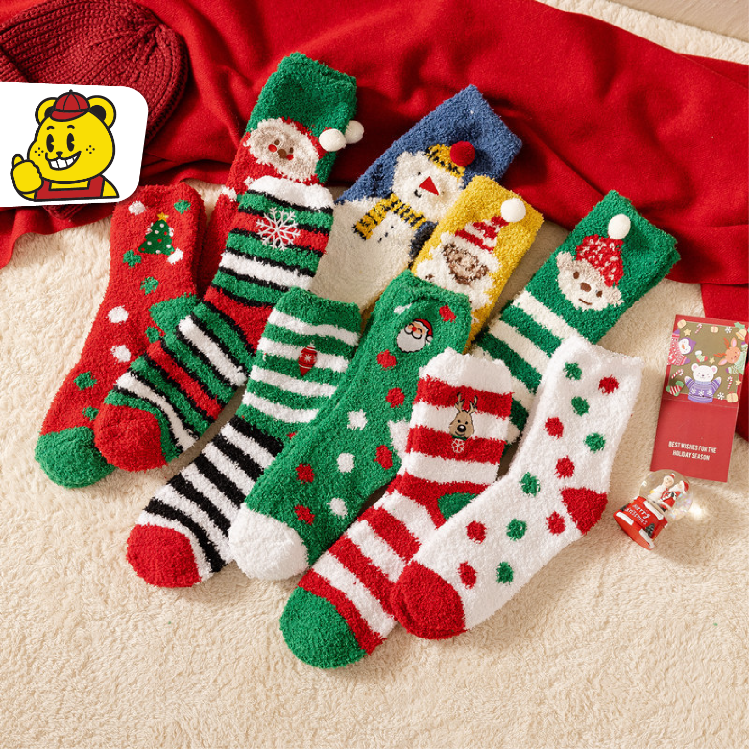 BIGGIANT Socks ถุงเท้าคริสต์มาส ลายการ์ตูน (N-1414)