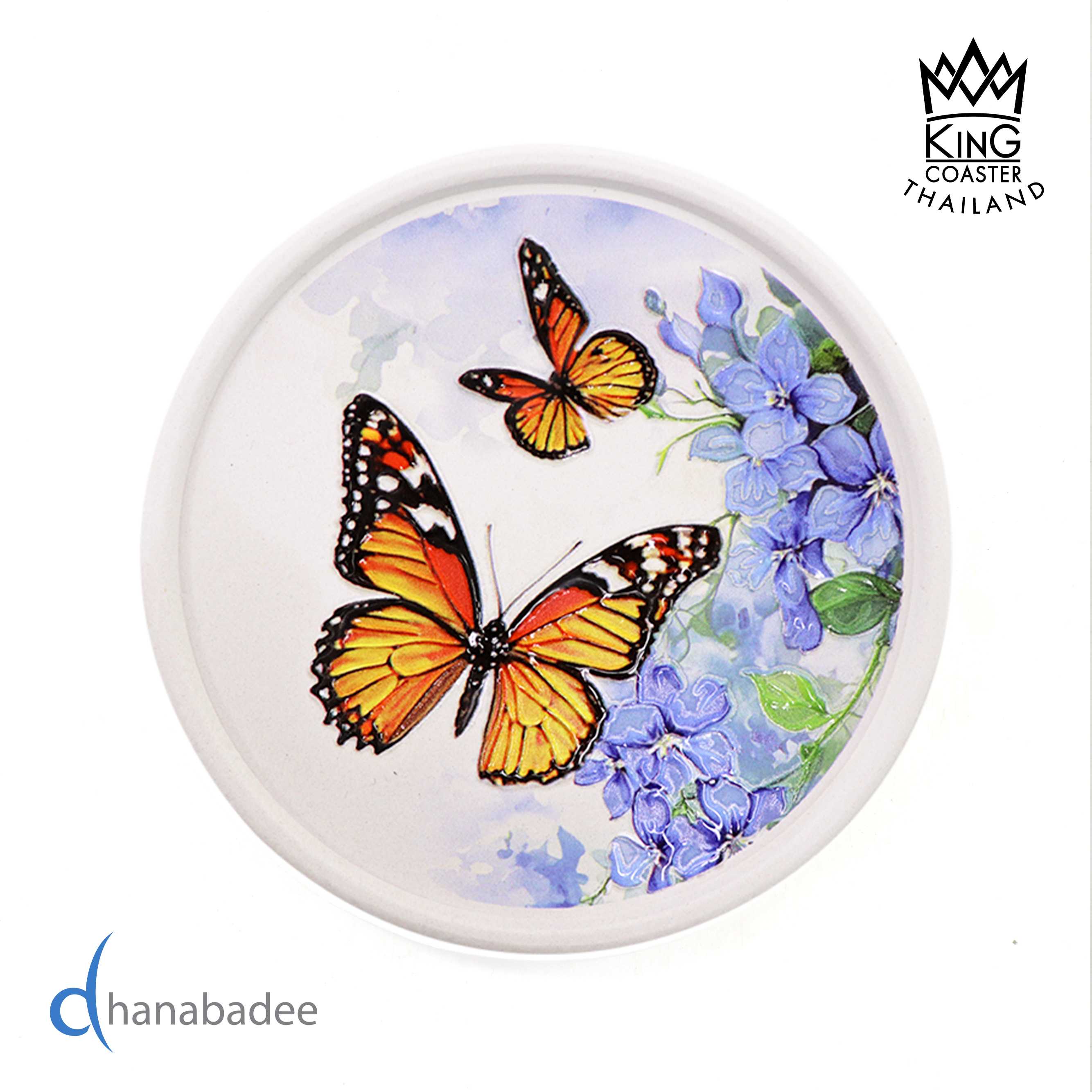 ที่รองแก้วซับน้ำ King Coaster จานรองแก้วดูดน้ำ ลายผีเสื้อ Butterfly-01