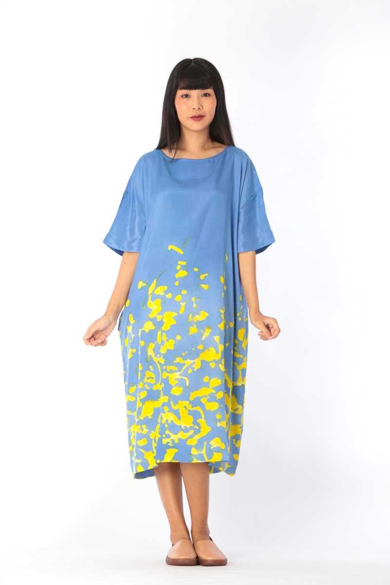 (Pre-order)Dress Kaftan Cottonsilk Hand paint Free size