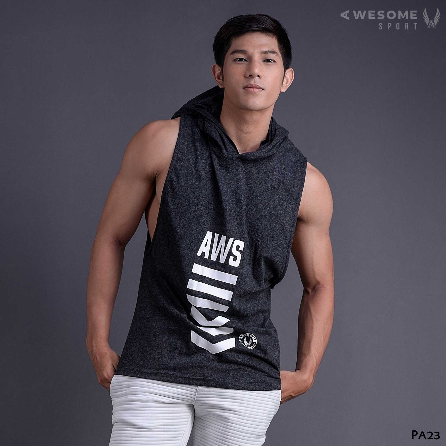 PA23 เสื้อแขนกุดมีฮู้ด Awesome