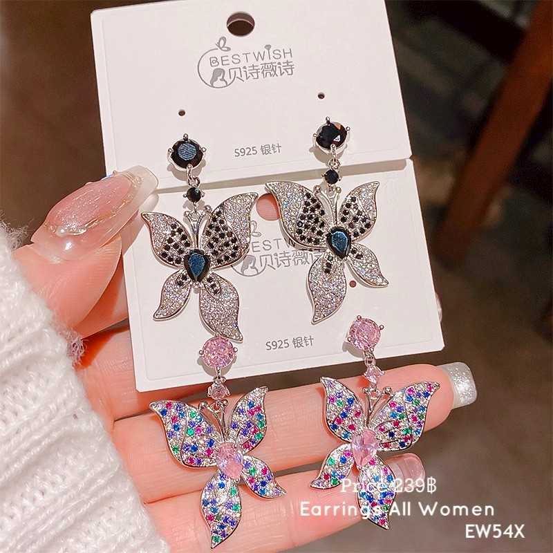 EW54X ต่างหูผีเสื้อ ต่างหูออกงาน เงิน 925