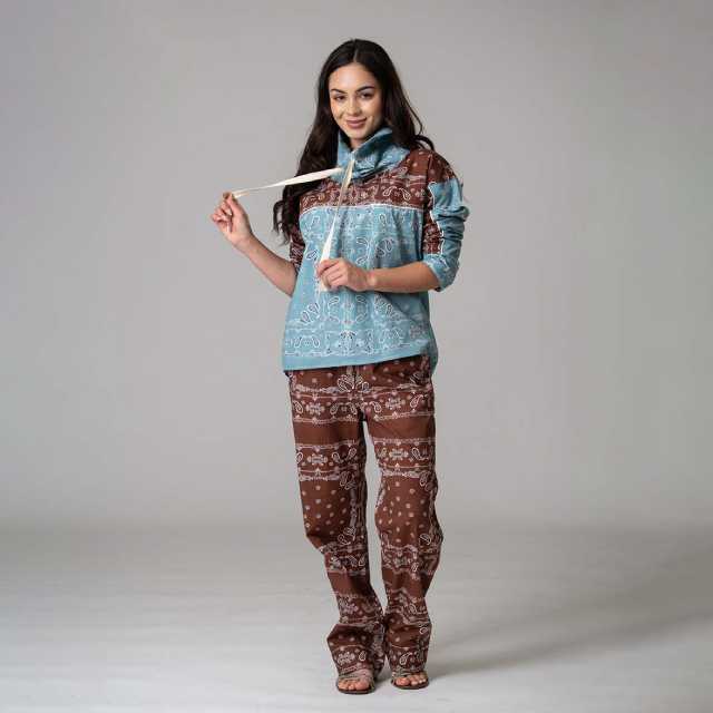 Hisbi Top (Blue & Brown, Free Size)