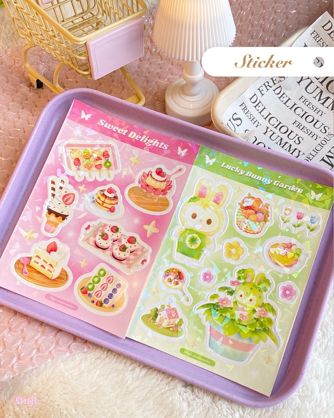 Sheet Stickers สติกเกอร์แบบแผ่นเคลือบโฮโลแกรมวิ้งค์ๆ  ขนาด A6