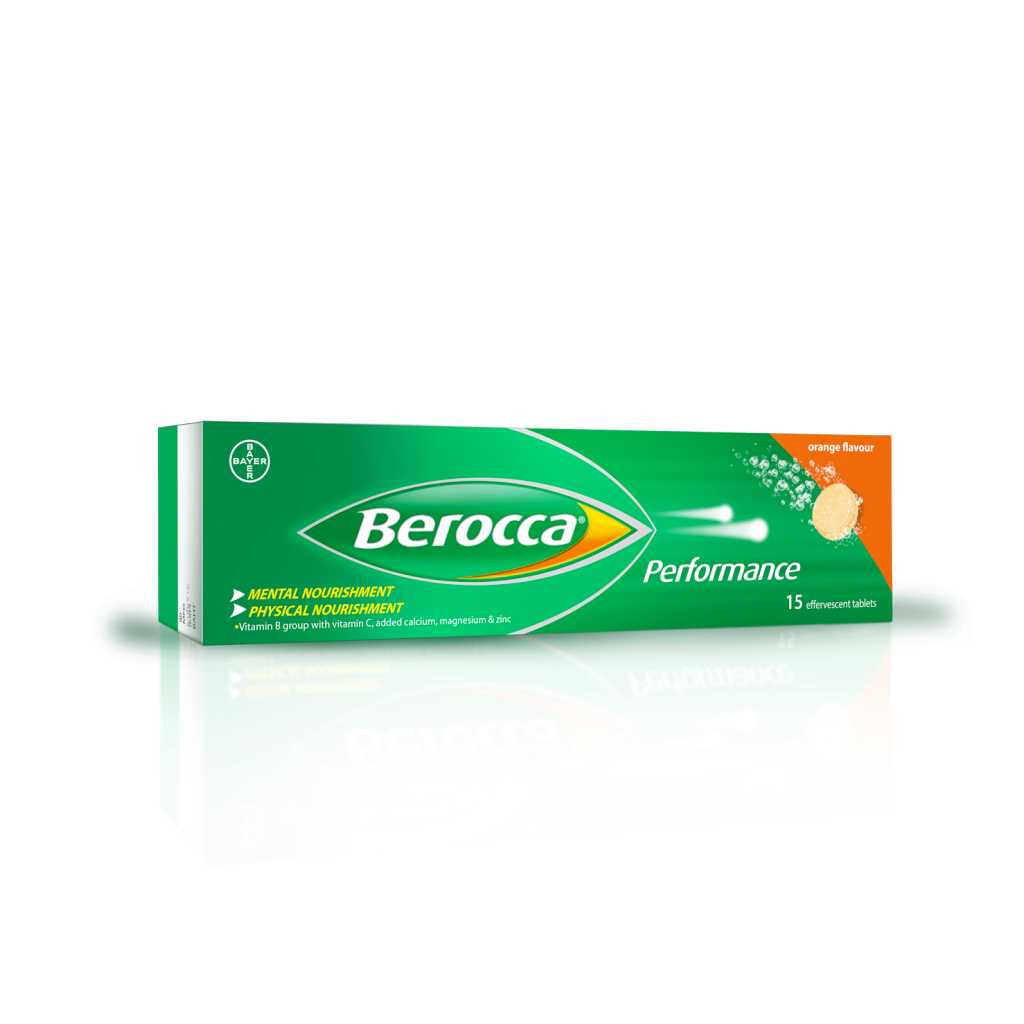 Berocca บีรอคคา เพอร์ฟอร์มานซ์ ชนิดเม็ดฟู่ รสส้ม 15 เม็ด