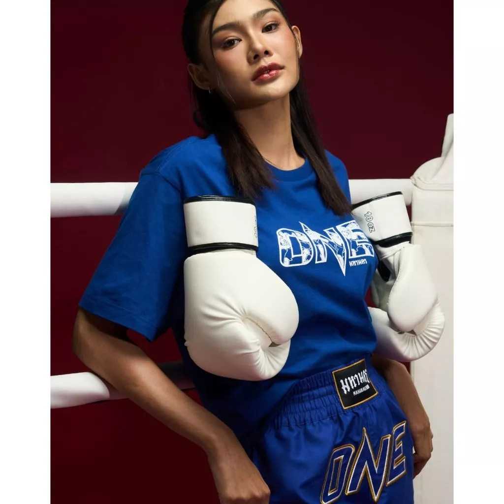 MAHANAKHON X ONE BOXING LOGO BL เสื้อยืดโลโก้วัน สีน้ำเงิน