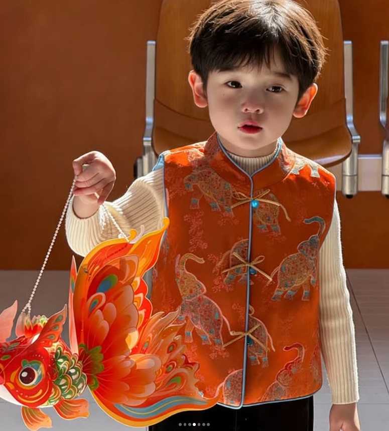 พร้อมส่ง #ASAYAKIDS361 – Lucky Orange Vest Set 🧧🧡Size 120