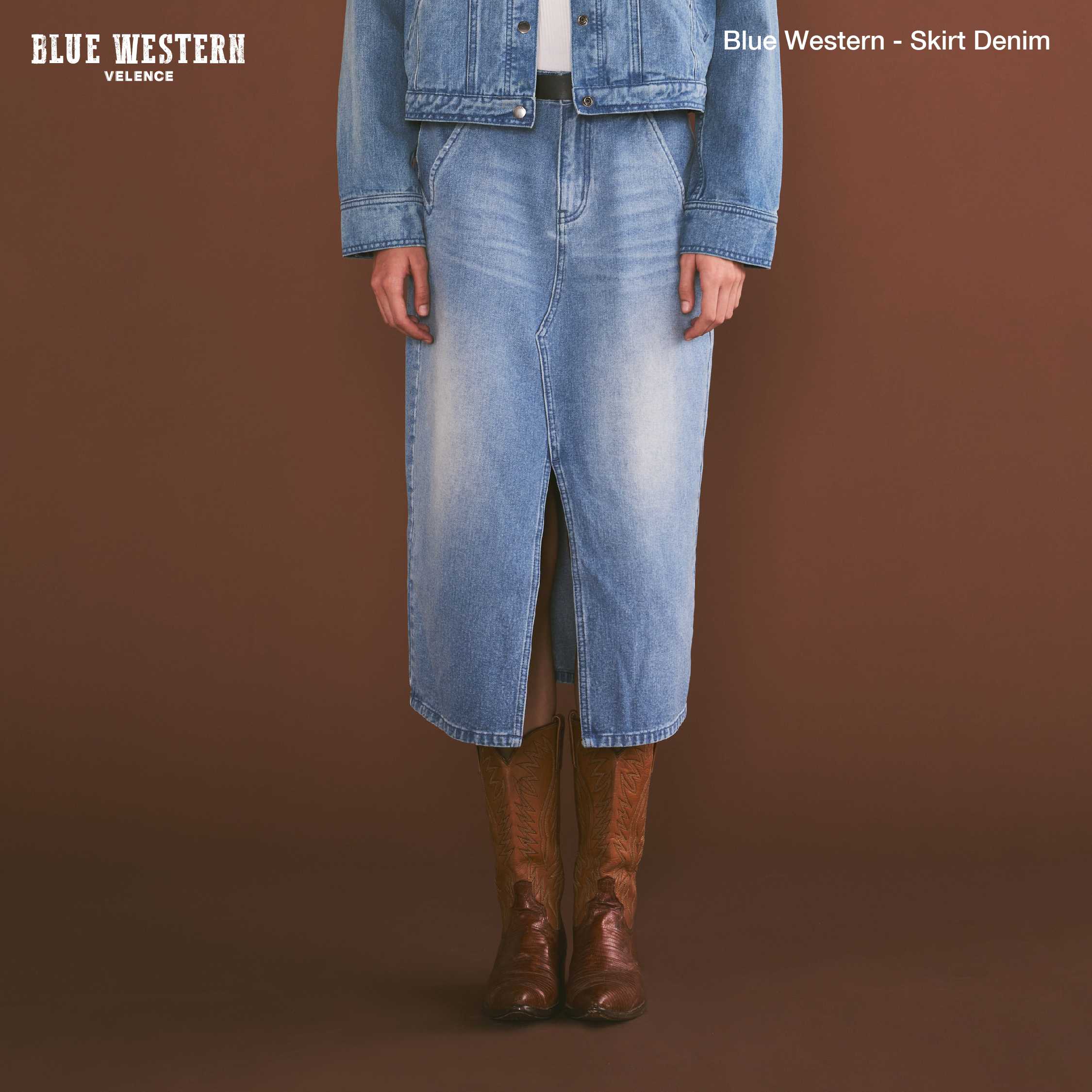 Light Indigo Denim Skirt 'BLUE WESTERN'