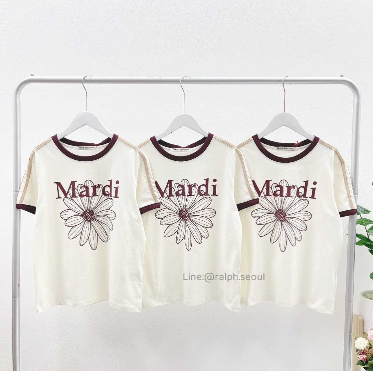 Mardi Flower Linger T-shirt(CREAM/BURGUNDY) New!!!