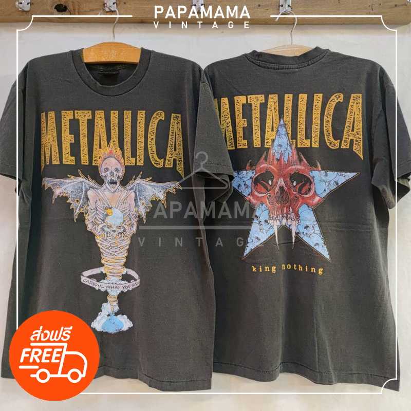 [ METALLICA ] king nothing @BIO washed ผ้าร้อย เสื้อวงวินเทจ เมทัลลิก้า @1996 papamama vintage shirt
