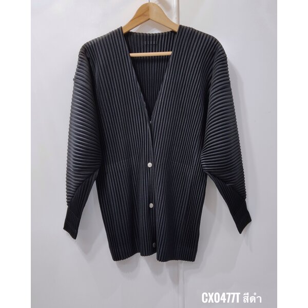 UNISEX 2MUAY รุ่น CX0477T เสื้อคลุมอัดพลีท THICK V NECK BUTTON PLEATED CARDIGAN 3 สี FREE SIZE