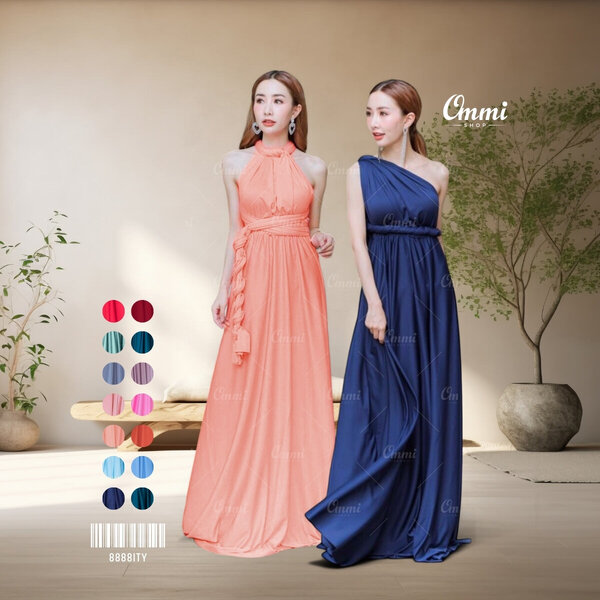 Ommishop ชุดราตรี 8888ITY Infinity DIY พันเองได้ตามใจ ผ้า ITY เดรสออกงาน ชุดงานแต่ง เพื่อนเจ้าสาว