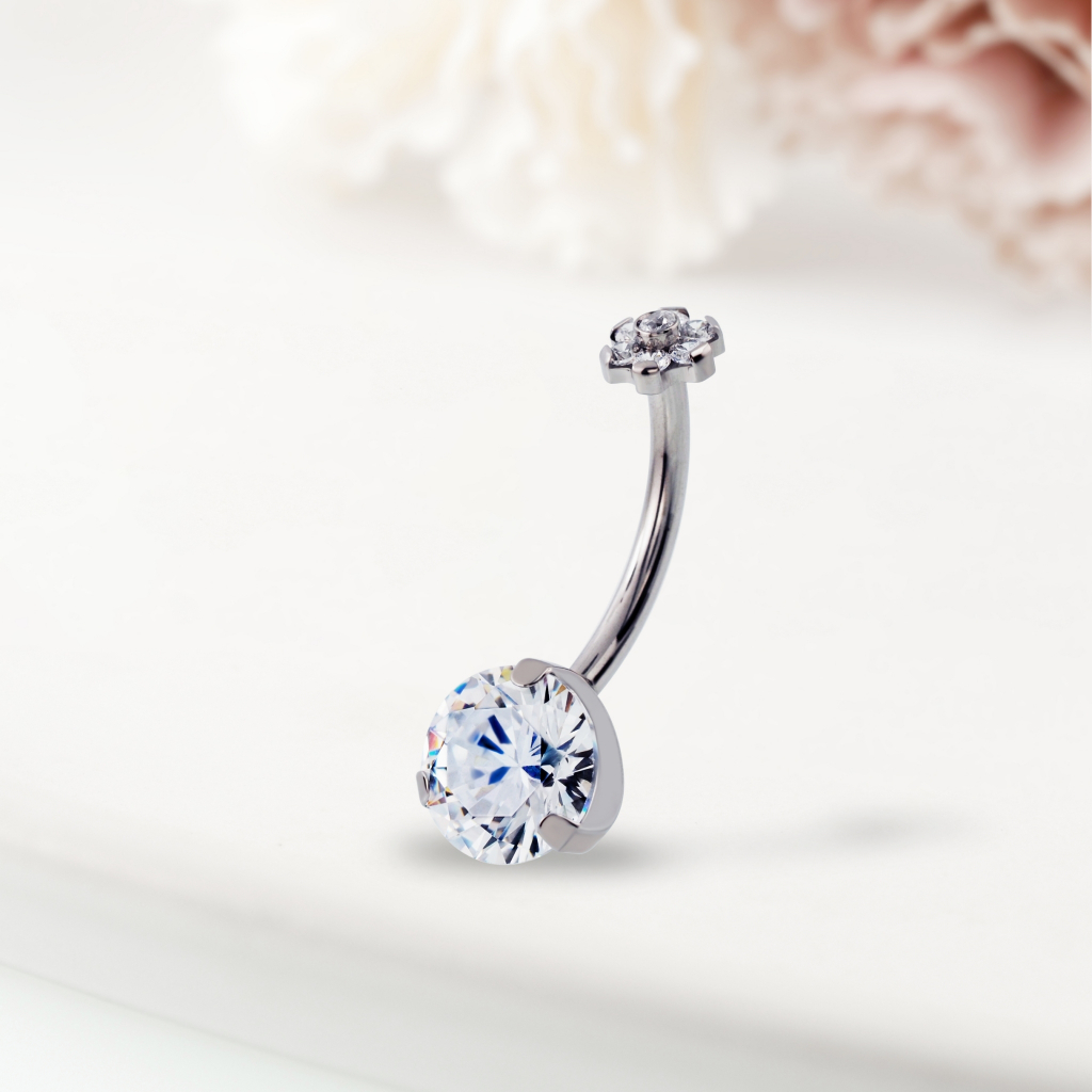 PiercingRoom by jay จิวสะดือ Big Flower CZ Titanium G23 เกรดการแพทย์ (ราคาต่อชิ้น)