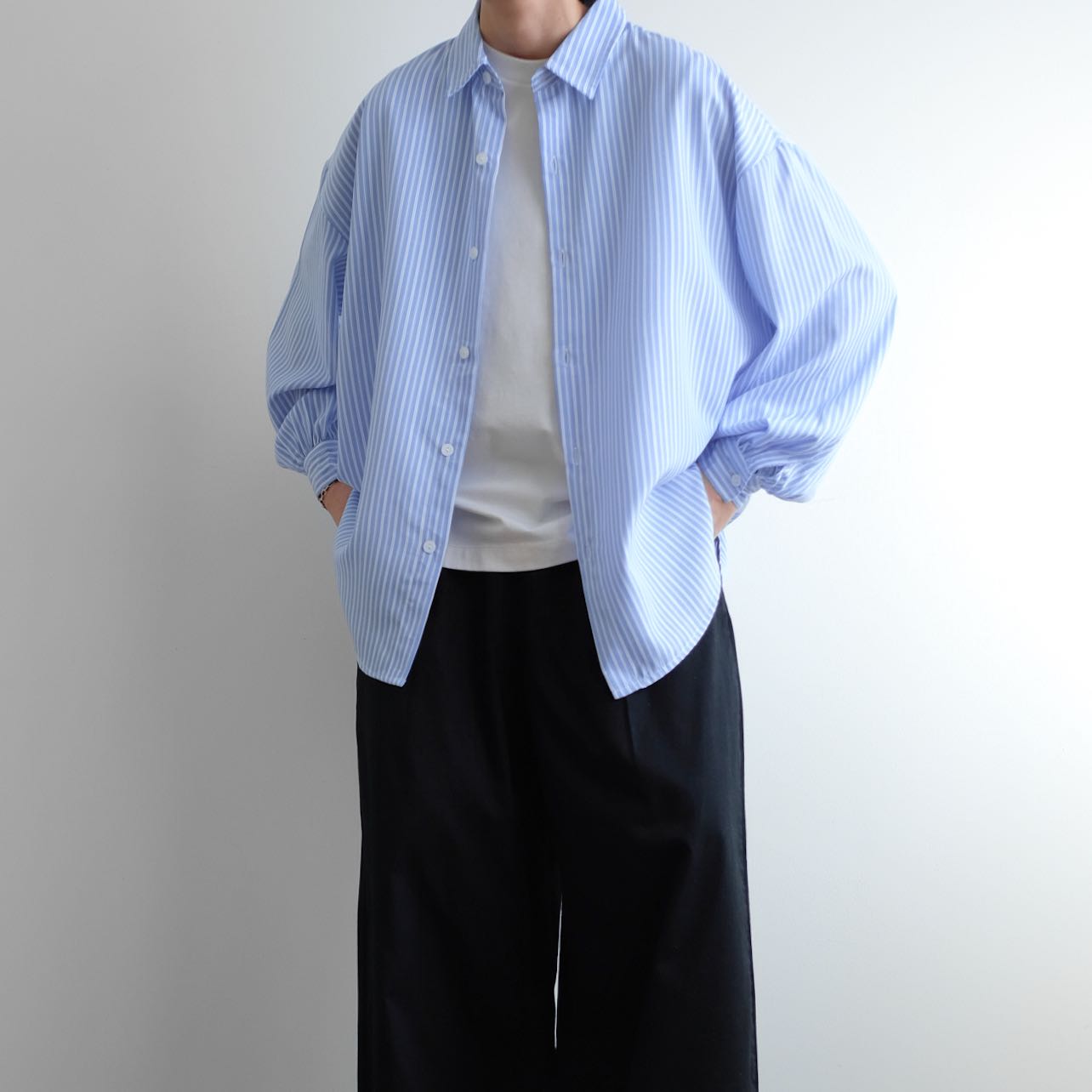 DAZY • Cropped Cotton Oversized Striped Shirts