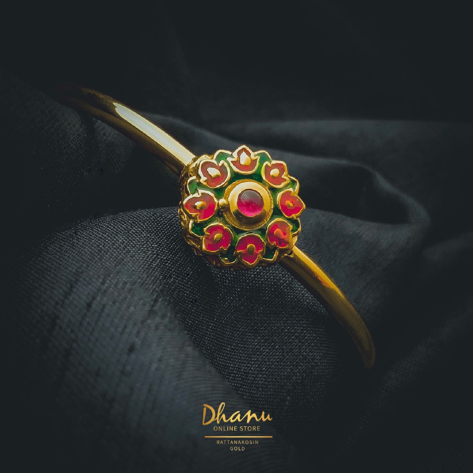 กำไลทับทิมลายกระจัง Ruby Enamel Bangle