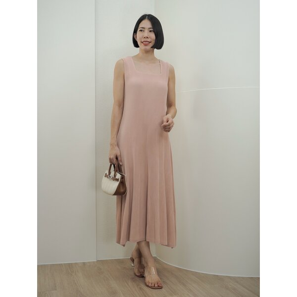 2MUAY รุ่น GJO2054 เดรสพลีทคุณภาพ THICK SLEEVELESS SQUARE NECK PLEATED DRESS 10 สี FREE SIZE