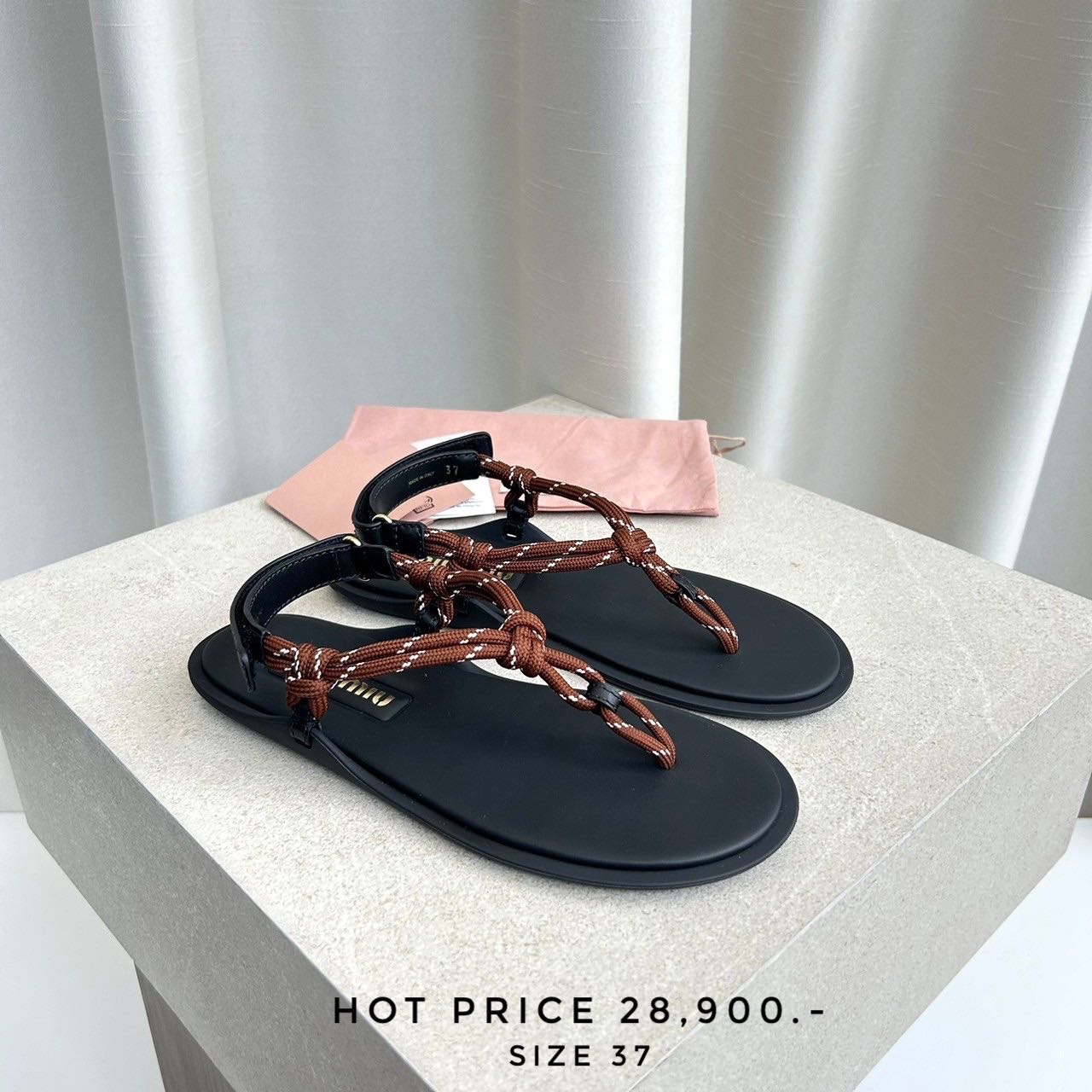 Miumiu Riviere cord and leather sandals