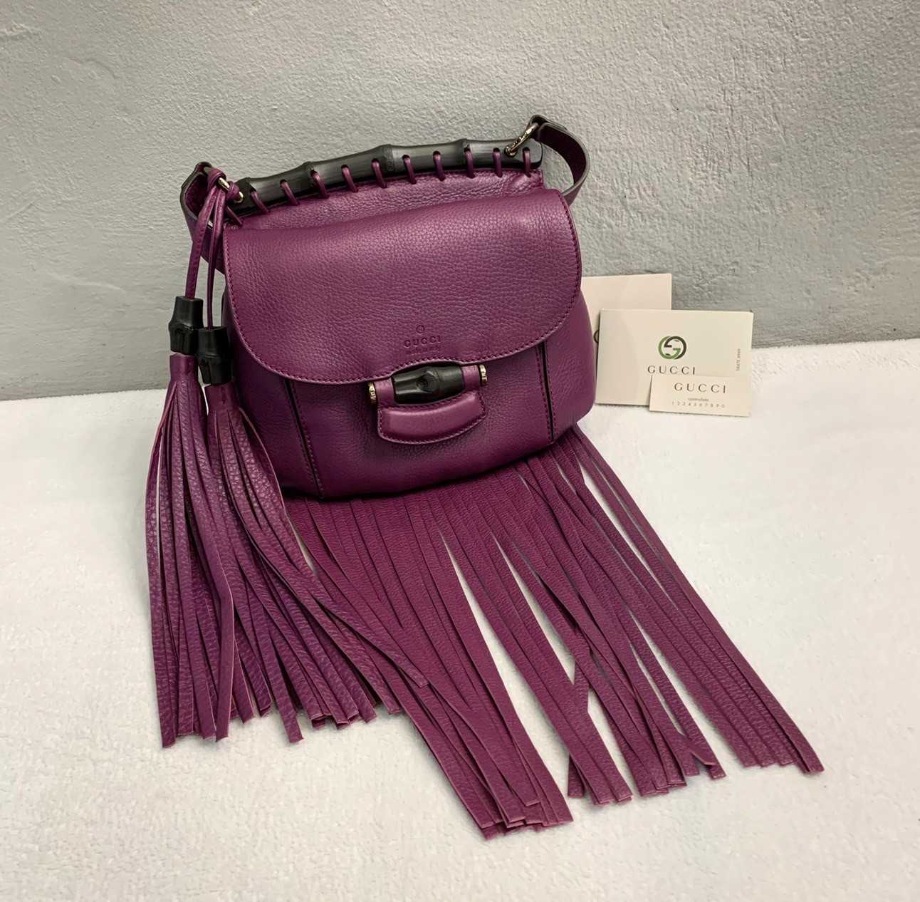 Gucci Purple Leather Nouveau Fringe Crossbody Bag มือสองสภาพสวยค่ะ