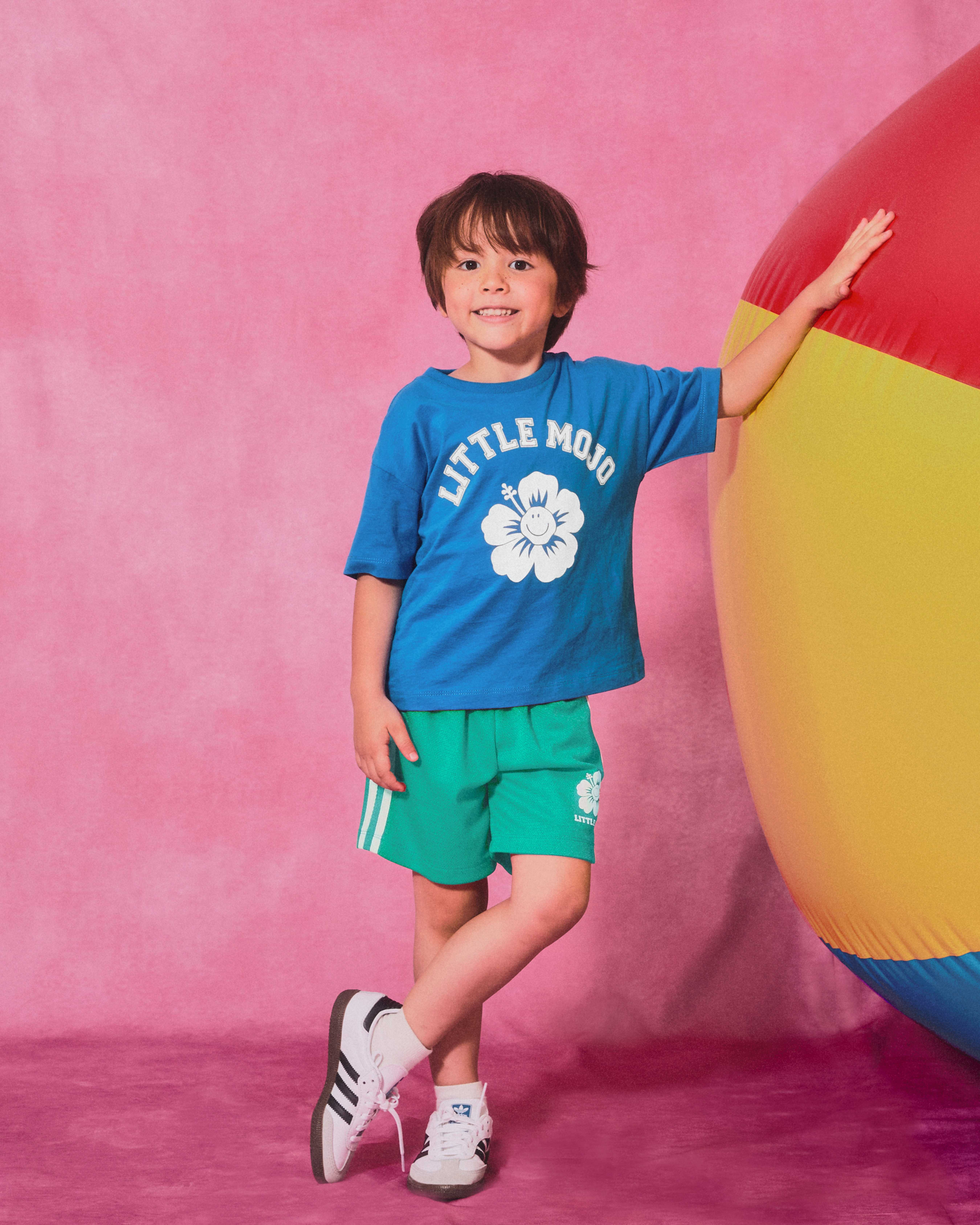 (Look8) Blue Smiley Hibicus Tee Set