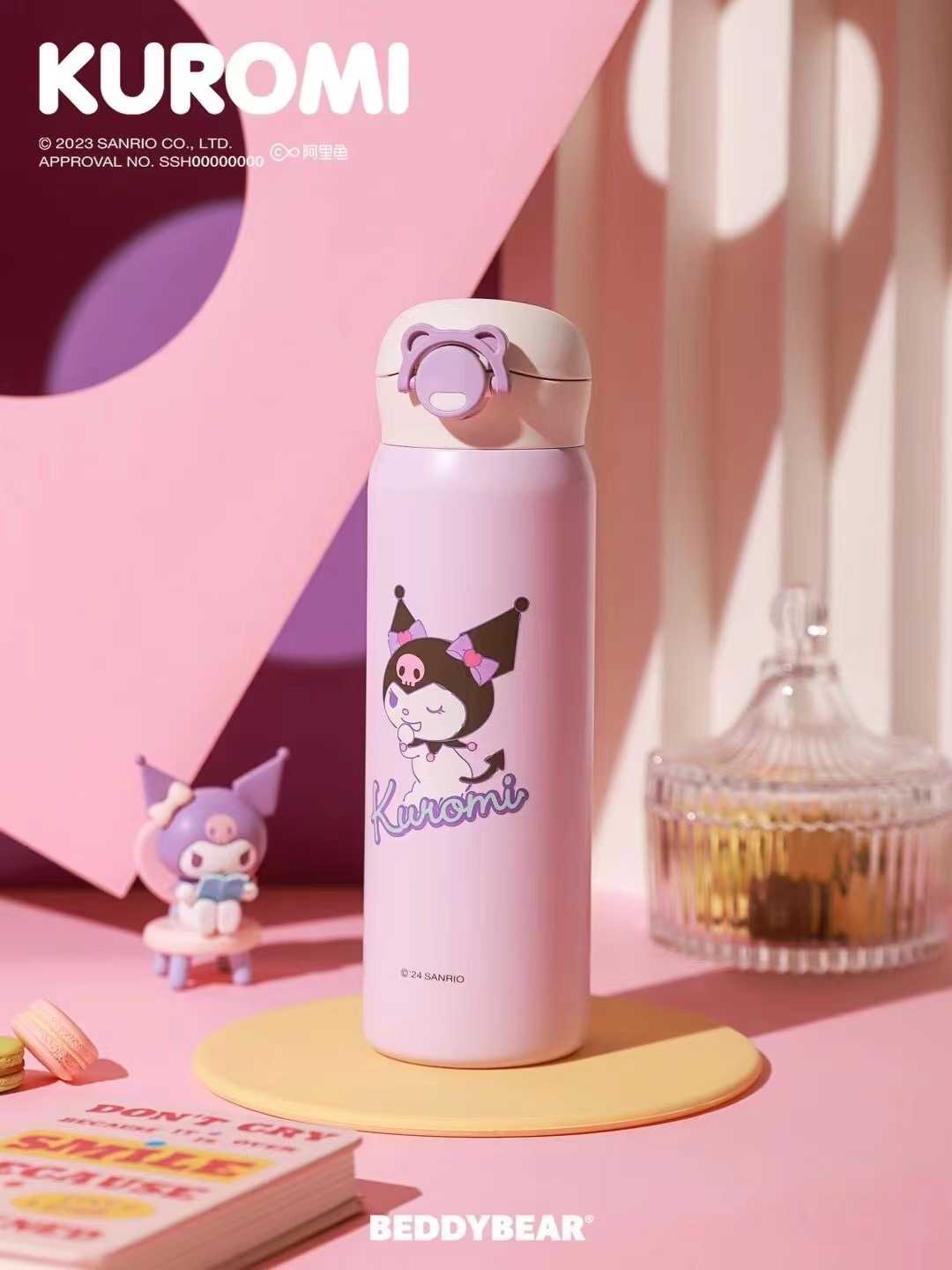 BeddyBearXKuromi  กระติกน้ำสูญญากาศสแตนเลส เก็บอุณหภูมิ ร้อน/เย็น ฝายกดื่ม BBA002-011KR 480 ml.