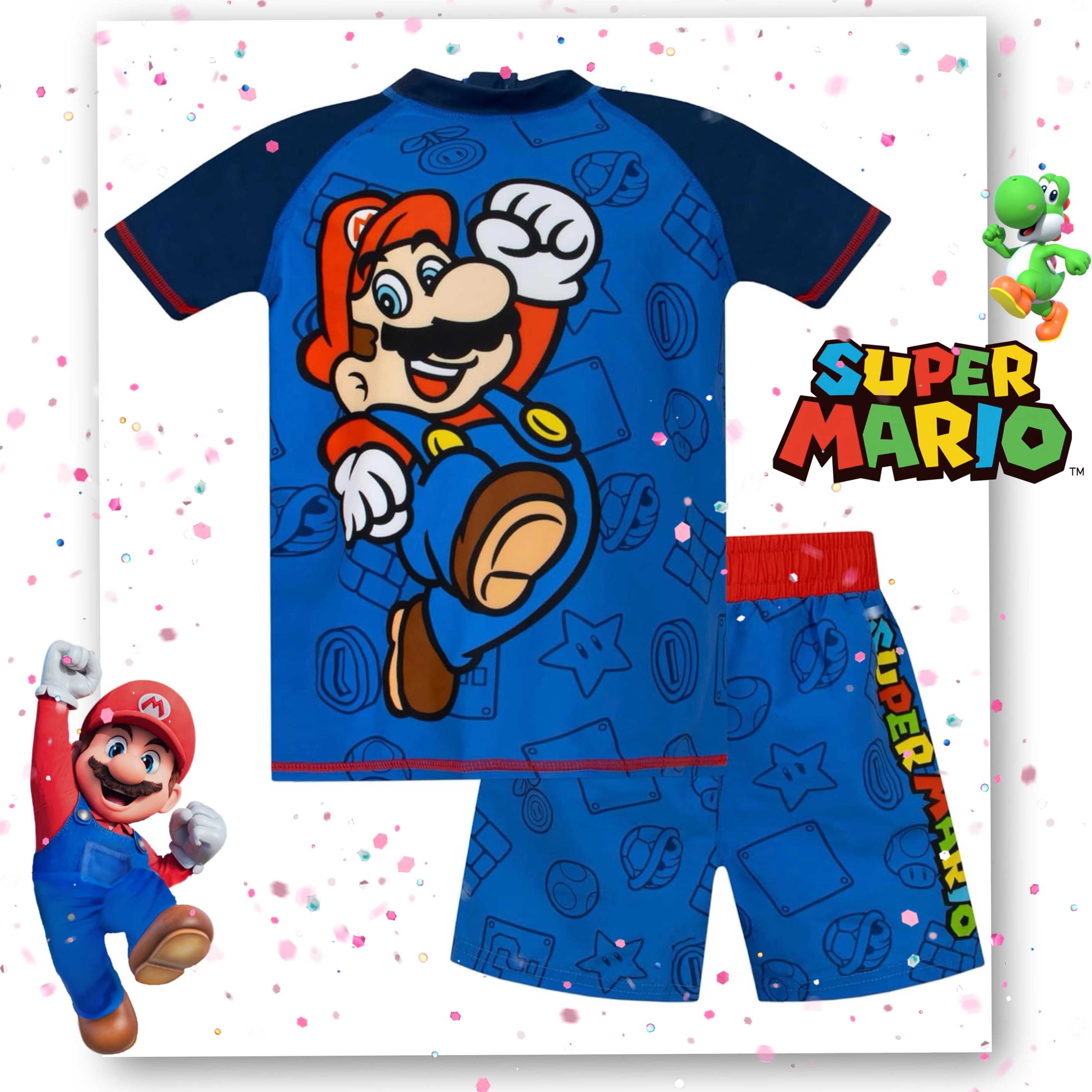 Preorder12-18วัน-(UK) ลิขสิทธิ์แท้ ชุดว่ายน้ำมาริโอ้ เซ็ทเสื้อกางเกง /Sz 3y-11y