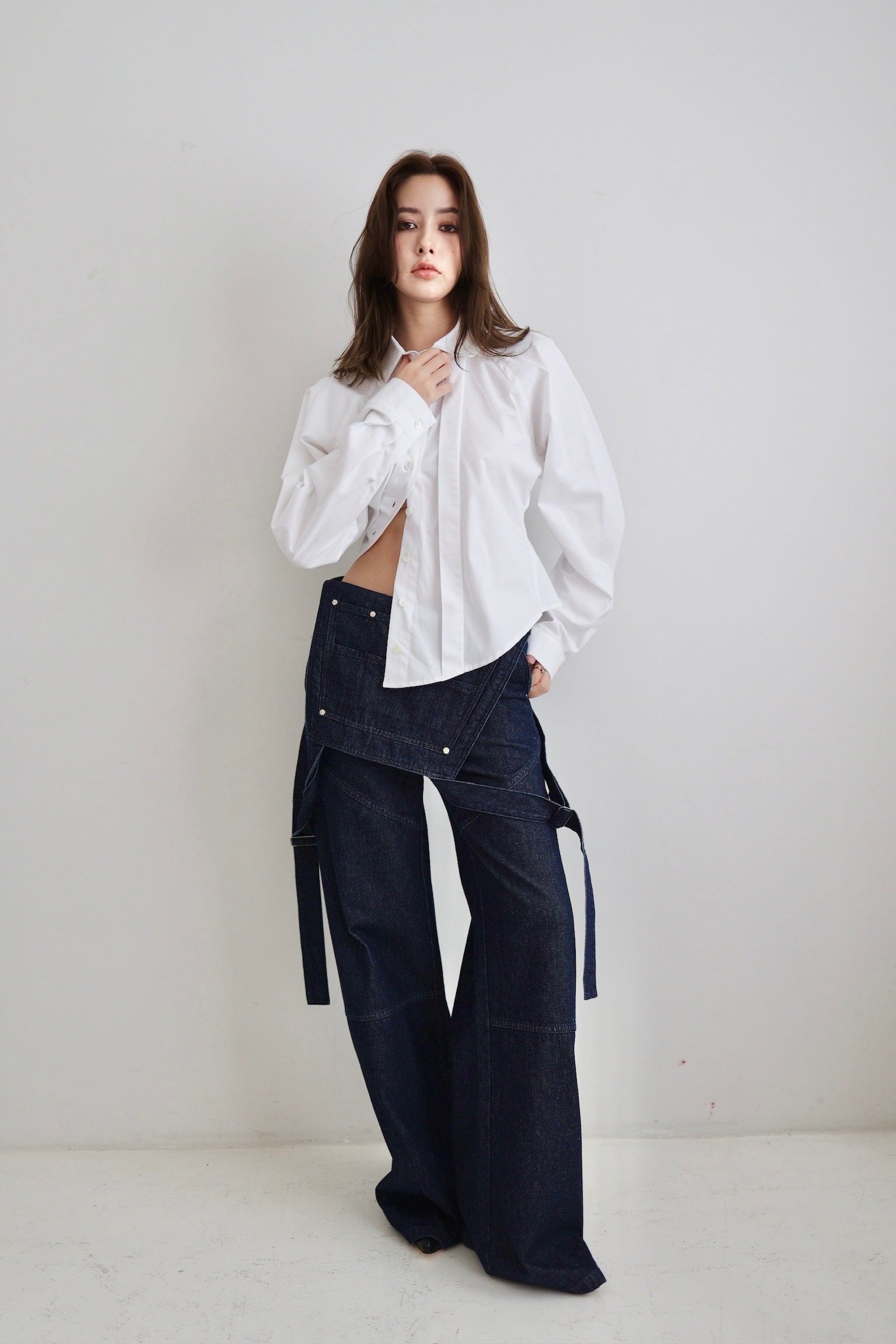 SALE Jade Cropper Assymmteric tailored shirt - White