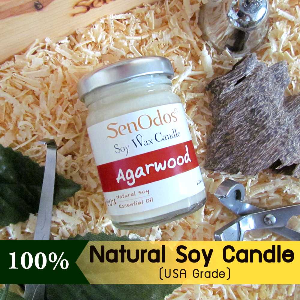 เทียนหอม อโรม่า เทียนหอมสปา Agarwood Scented Soy Candle Aroma 45 g - กลิ่นไม้หอมกฤษณาแท้