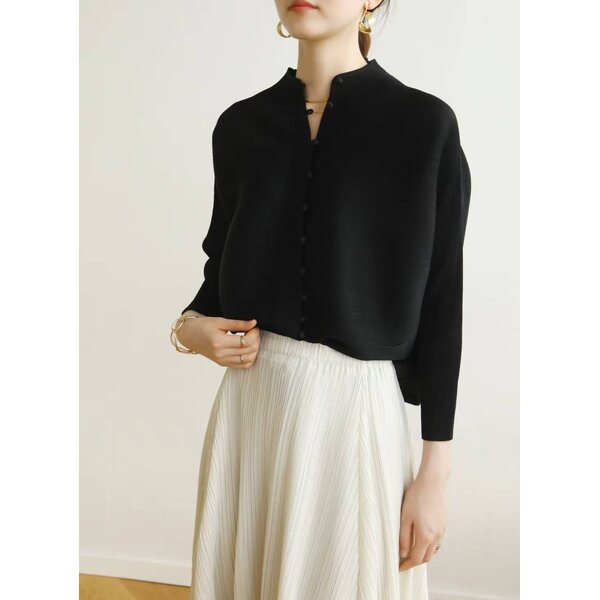 2MUAY BASIC รุ่น GJO2066 เสื้ออัดพลีทงานคุณภาพ BUTTON FRONT PLEATED TOP 17สี FREE SIZE