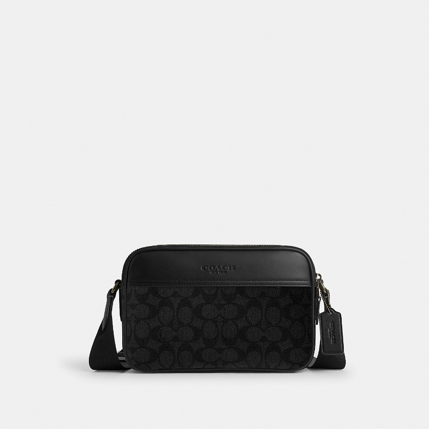Coach CV921 Graham Crossbody (QBMI5) กระเป๋าสะพายข้างผู้ชาย สี Qb/Charcoal/Black