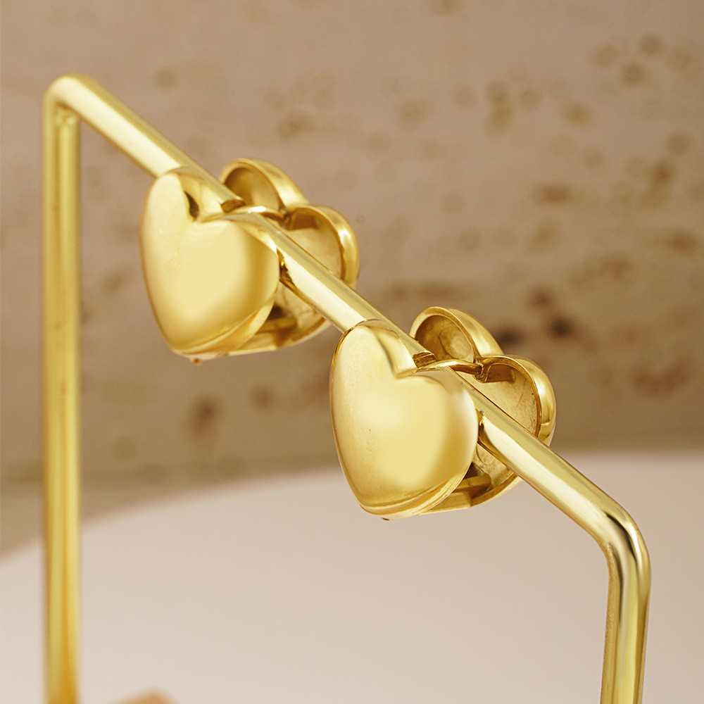 G.nightday - NEW SASA  Earring ต่างหูหัวใจคู่ ดีเทลห่วง สไตล์น่ารัก