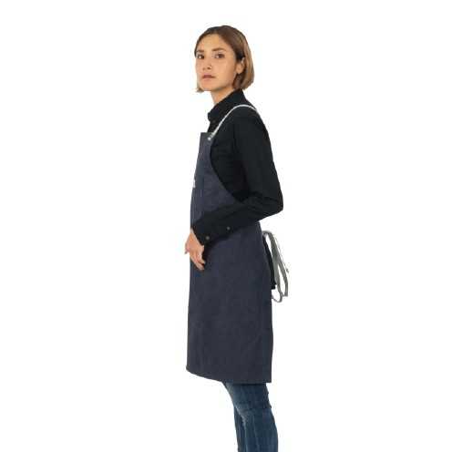 ผ้ากันเปื้อนสายไขว้หลังรุ่น 12C Cross Back Apron (น้ำเงินเข้ม, CHARCOAL BLUE)