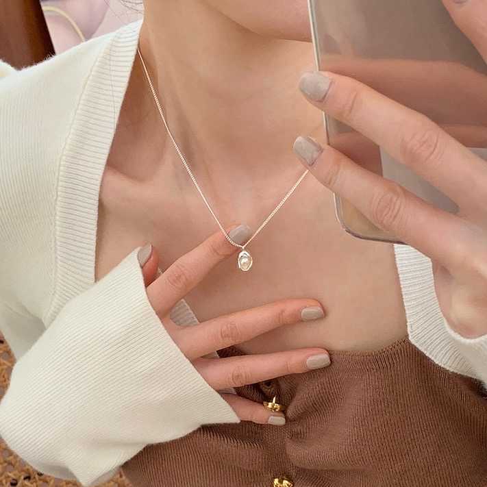 [พร้อมส่ง] ⛓️🤍สร้อยคอมินิมอล ประดับมุกแก้ว | QG012