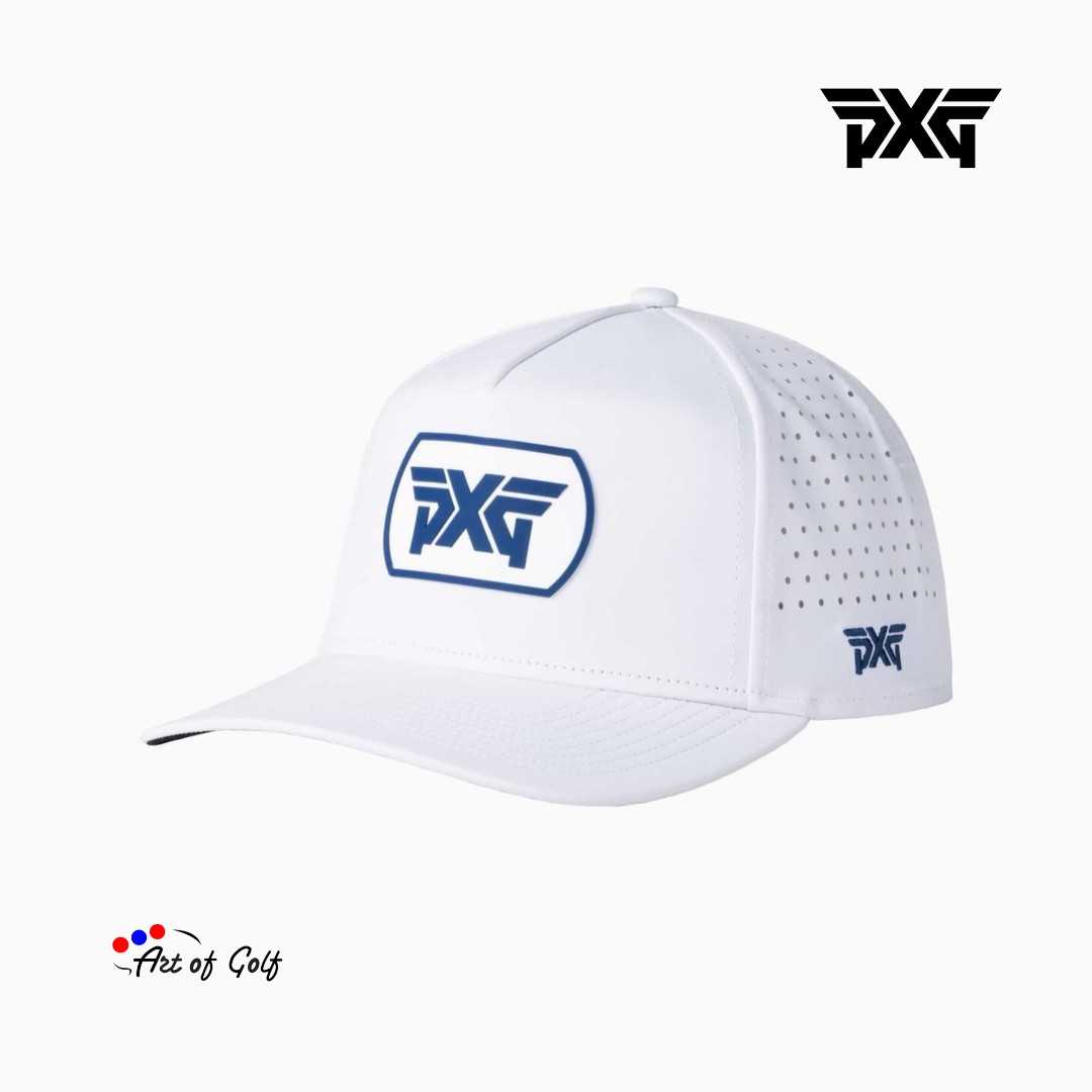 PXG Men's Dog Tag 5 - Panel Snapback Cap (White/Navy)
