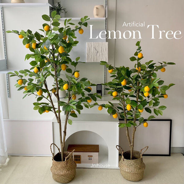 [พร้อมส่ง] Jnihouse : ต้นเลมอนประดิษฐ์ แถมตะกร้าสาน (Artificial Lemon Tree)