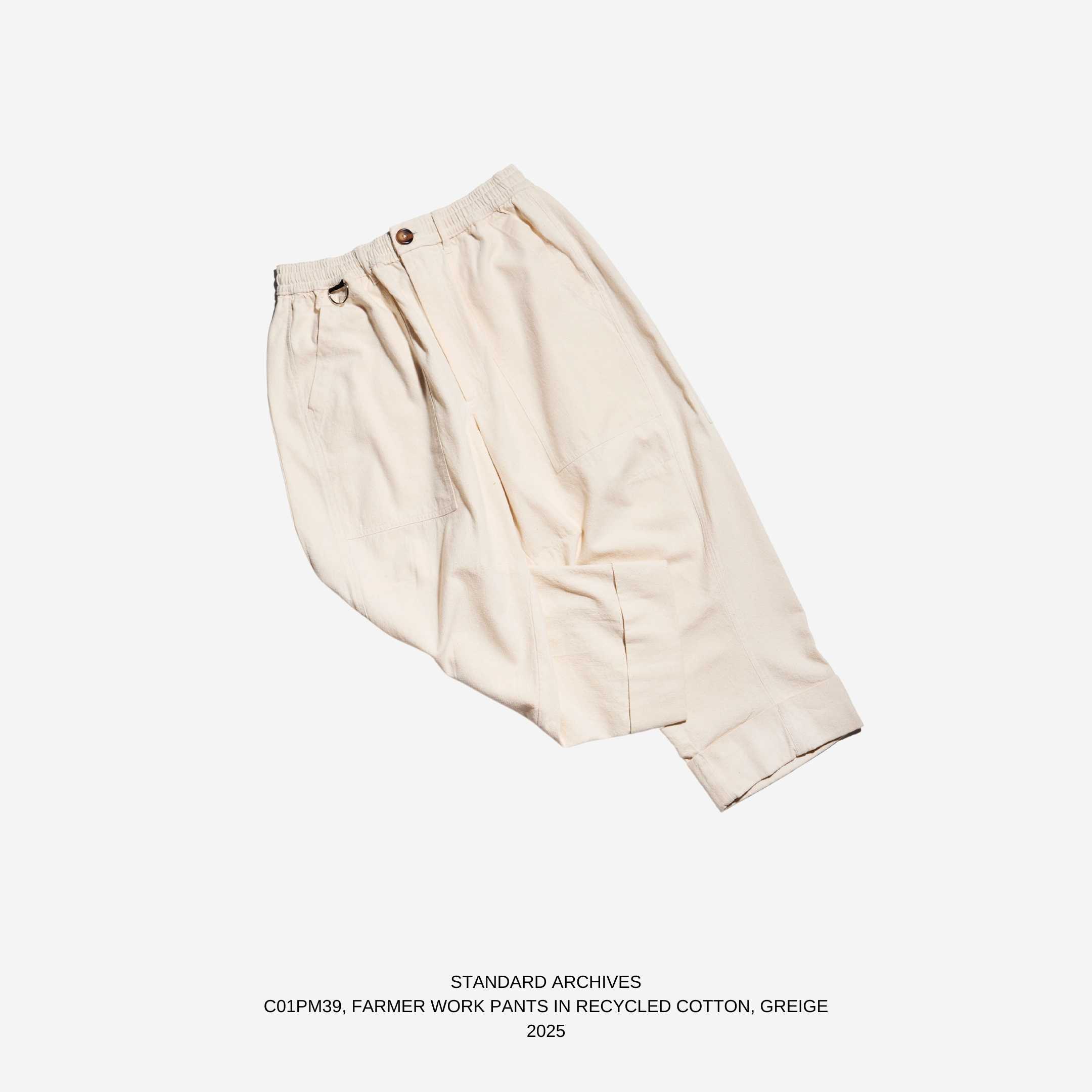 C01PM39,FARMER WORK PANTS IN RECYCLED COTTON,GREIGE