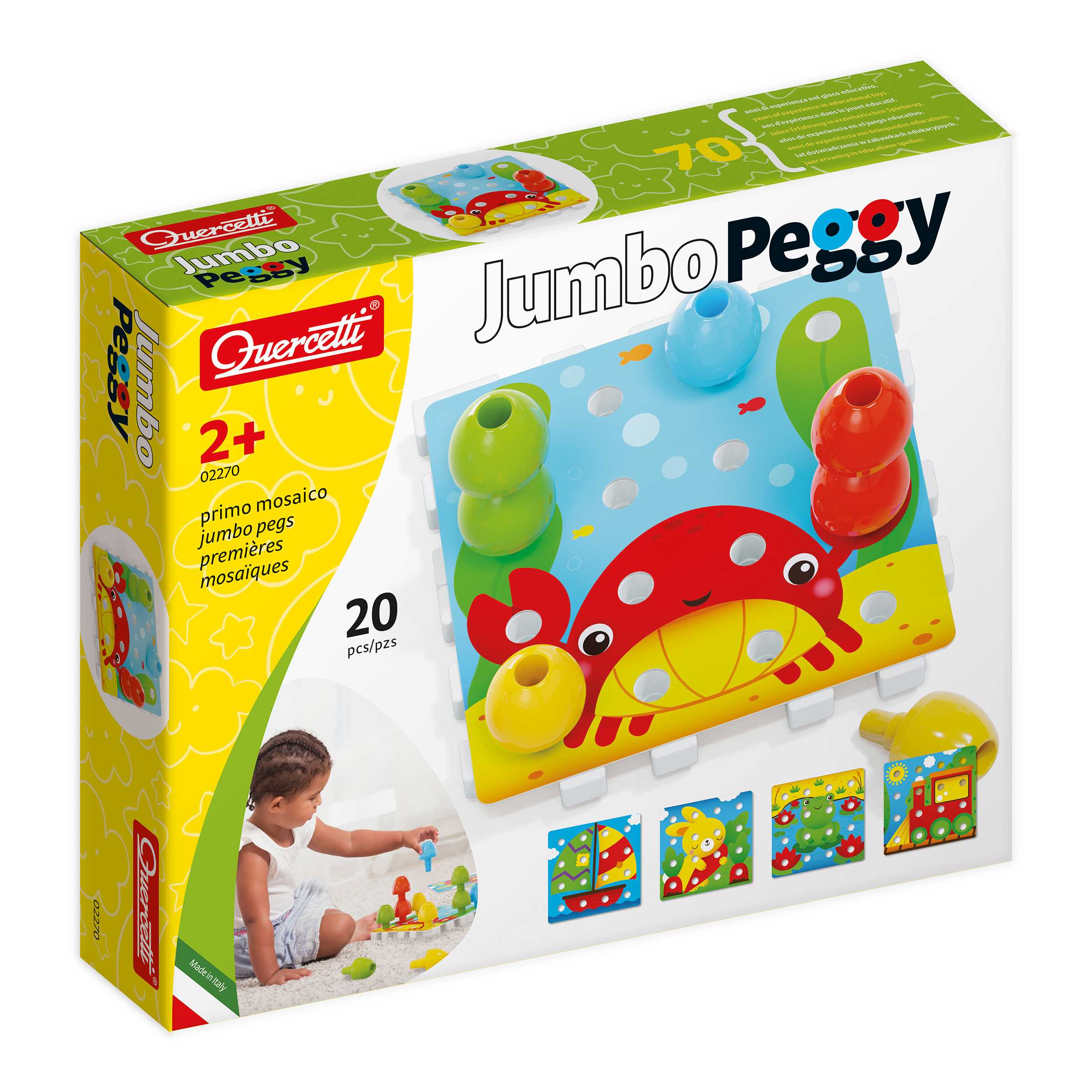 Quercetti Jumbo Peggy - Jumbo Pegs & Pegboard เกมกระดานปักหมุดชิ้นจัมโบ้