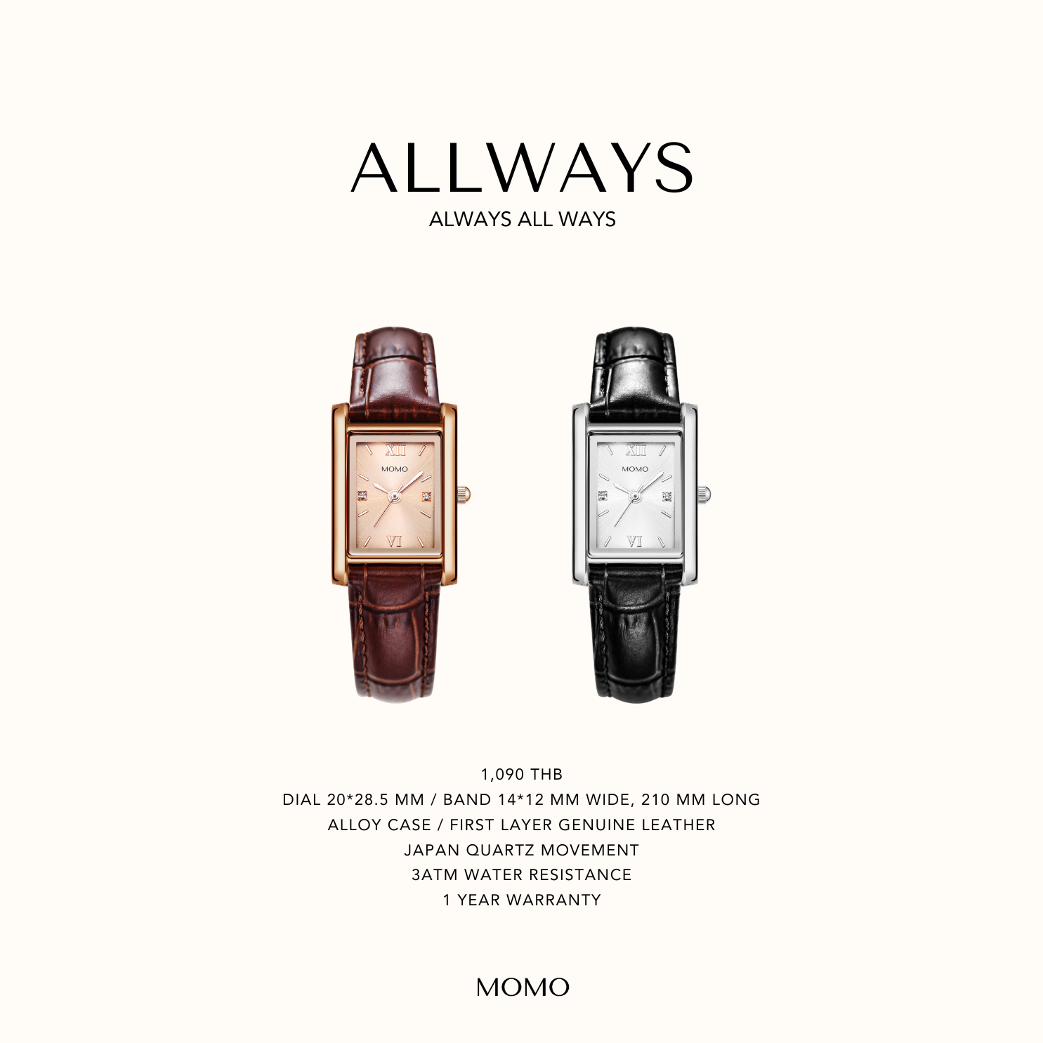 นาฬิกาข้อมือรุ่น ALLWAYS - สายหนัง - MM002-2