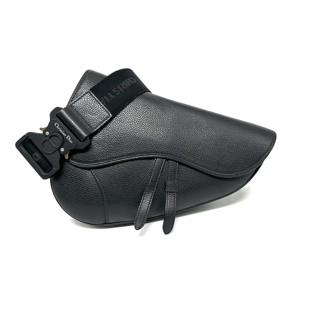 Dior Saddle belt bag black grained calfskin shw dc21