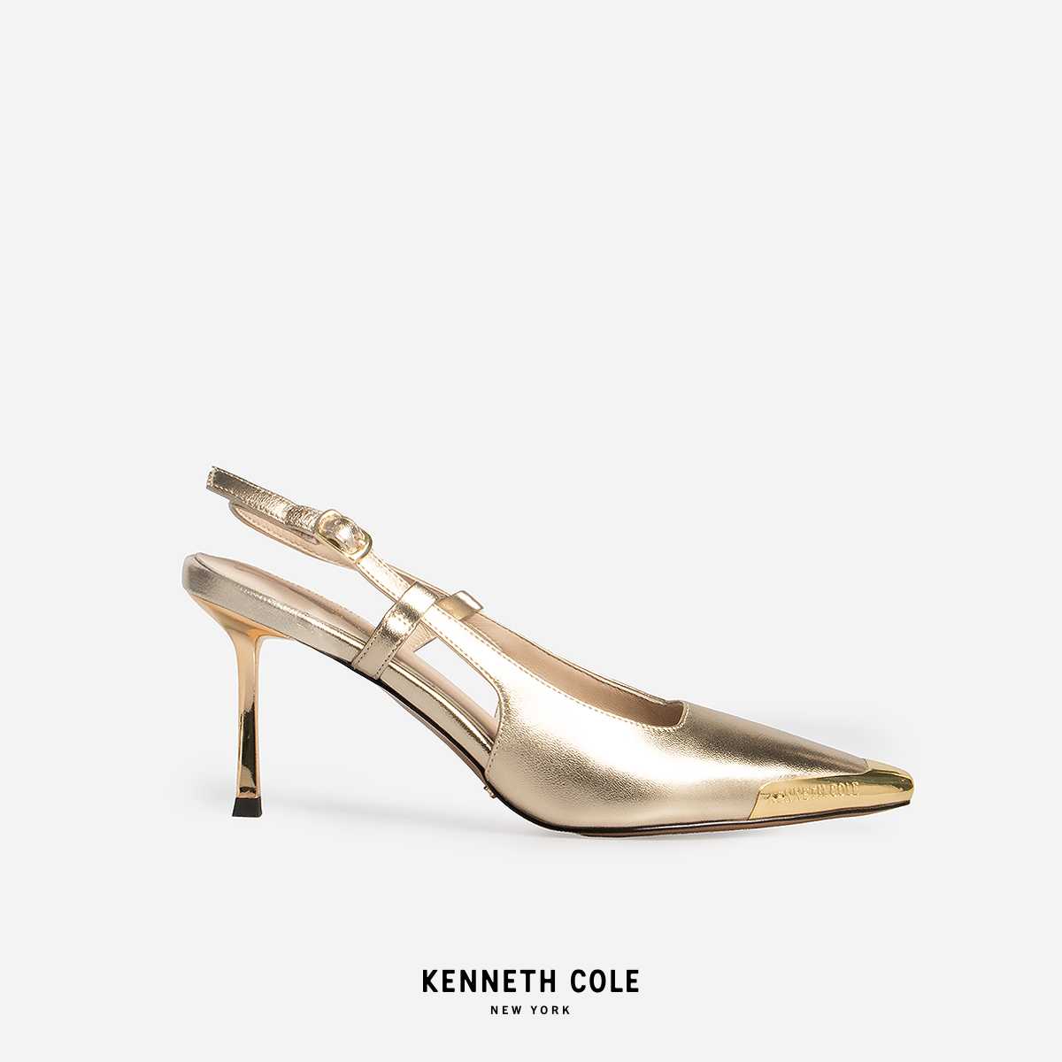 KENNETH COLE x ANNE  รองเท้าส้นสูงรุ่น ADIA SLINGBACKS CHAMPAGNE สีทอง( HEL - KF85076LE-290 )