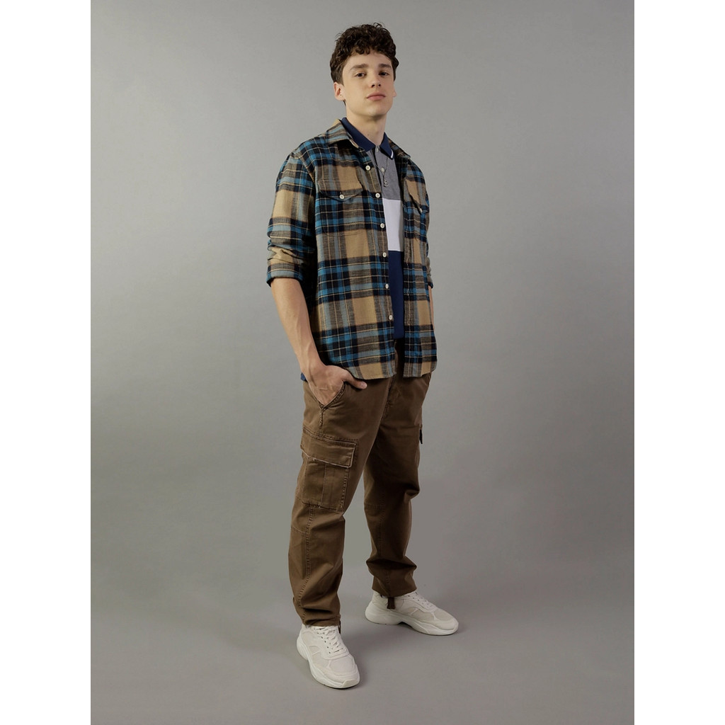 American Eagle เสื้อเชิ้ตผู้ชาย CF CSC SALVADOR TWILL FLANNEL สี BEIGE - 015-2202-676