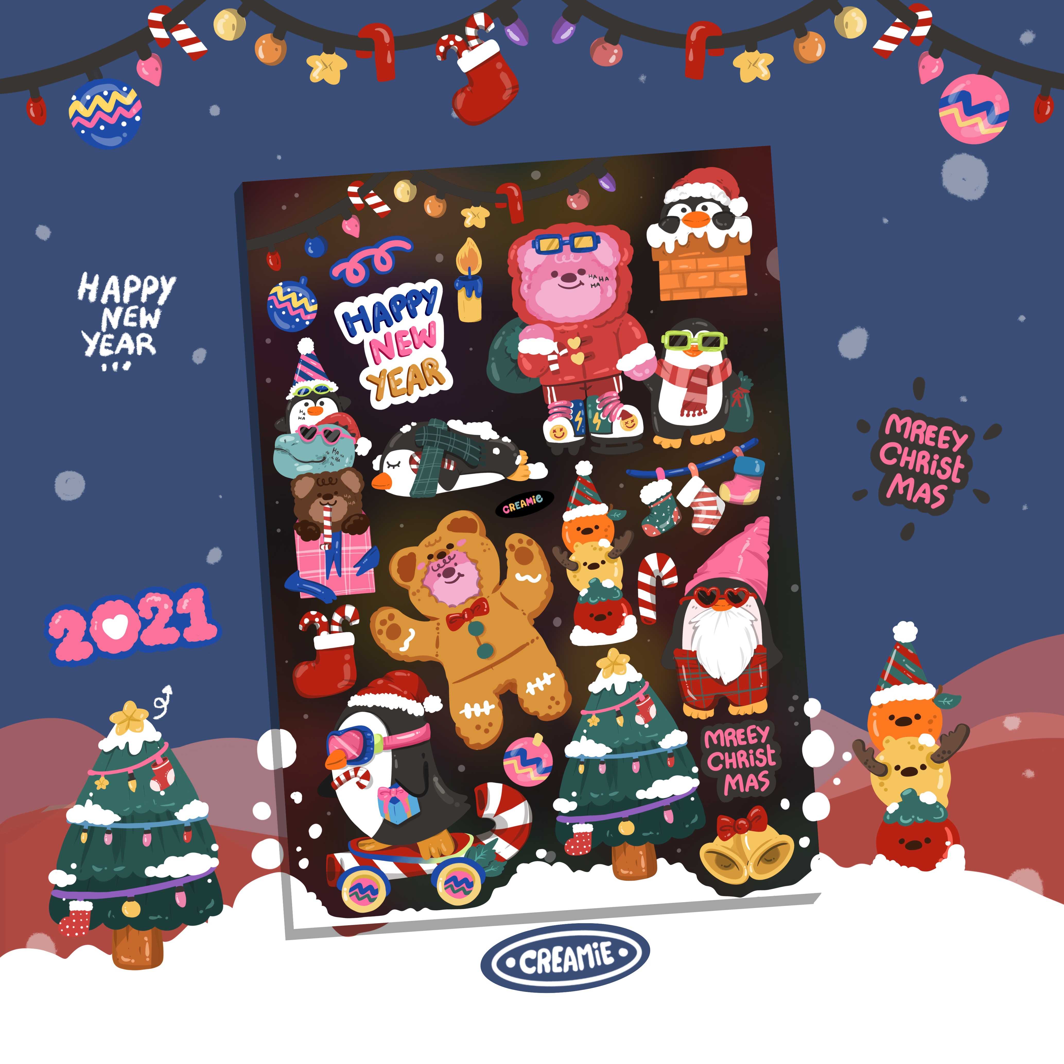 PVC STICKER - BEAR CHRISTMAS